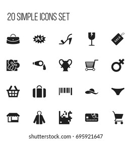 Set Of 20 Editable Business Icons. Includes Symbols Such As Striped, Blow Dryer, Grocery And More. Can Be Used For Web, Mobile, UI And Infographic Design.