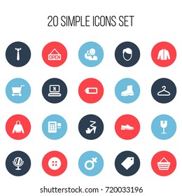 Set Of 20 Editable Business Icons. Includes Symbols Such As Explicit , Woman Symbol , Handcart. Can Be Used For Web, Mobile, UI And Infographic Design.