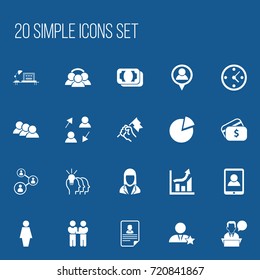 Set Of 20 Editable Business Icons. Includes Symbols Such As Unity, Smartphone, Staff And More. Can Be Used For Web, Mobile, UI And Infographic Design.