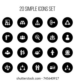 Set Of 20 Editable Business Icons. Includes Symbols Such As Speaker, Publicity, Leadership And More. Can Be Used For Web, Mobile, UI And Infographic Design.