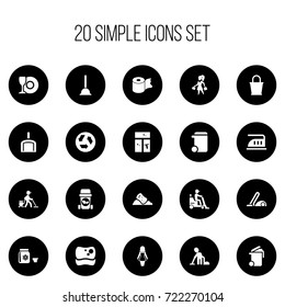 Set Of 20 Editable Cleanup Icons. Includes Symbols Such As Container, Rubber Drain, Ecology And More. Can Be Used For Web, Mobile, UI And Infographic Design.