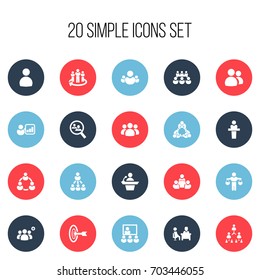 Set Of 20 Editable Community Icons. Includes Symbols Such As Group, Leadership, Hierarchy And More. Can Be Used For Web, Mobile, UI And Infographic Design.