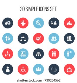 Set Of 20 Editable Community Icons. Includes Symbols Such As Debate, Command, Introducing. Can Be Used For Web, Mobile, UI And Infographic Design.