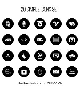 Set Of 20 Editable Complex Icons. Includes Symbols Such As Messaging, First Aid Box, Soul And More. Can Be Used For Web, Mobile, UI And Infographic Design.