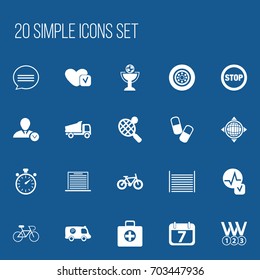 Set Of 20 Editable Complicated Icons. Includes Symbols Such As Chatting, Heartbeat, Drug And More. Can Be Used For Web, Mobile, UI And Infographic Design.