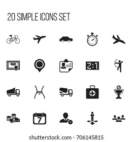 Set Of 20 Editable Complicated Icons. Includes Symbols Such As Group, Velocipede, Chronometer And More. Can Be Used For Web, Mobile, UI And Infographic Design.