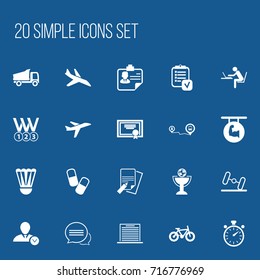 Set Of 20 Editable Complicated Icons. Includes Symbols Such As Aircraft, List, Navigation And More. Can Be Used For Web, Mobile, UI And Infographic Design.