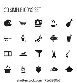 Set Of 20 Editable Cook Icons. Includes Symbols Such As Seafood, Teapot Appliance, Stub And More. Can Be Used For Web, Mobile, UI And Infographic Design.