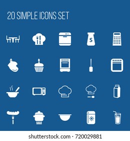 Set Of 20 Editable Cook Icons. Includes Symbols Such As Salt, Food, Oven And More. Can Be Used For Web, Mobile, UI And Infographic Design.