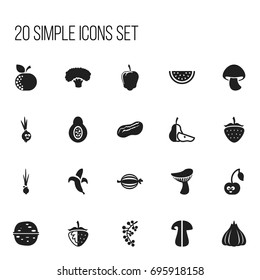 Set Of 20 Editable Cooking Icons. Includes Symbols Such As Cranberry, Citrus, Papaya And More. Can Be Used For Web, Mobile, UI And Infographic Design.