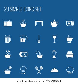Set Of 20 Editable Cooking Icons. Includes Symbols Such As Chef Cap, Saucepan, Cuisine Tools And More. Can Be Used For Web, Mobile, UI And Infographic Design.