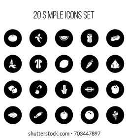 Set Of 20 Editable Cookware Icons. Includes Symbols Such As Lime, Parsley, Almond And More. Can Be Used For Web, Mobile, UI And Infographic Design.