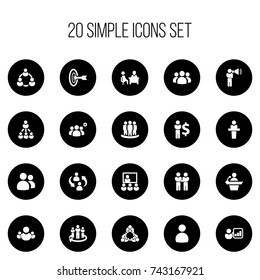 Set Of 20 Editable Cooperation Icons. Includes Symbols Such As Cooperation, Publicity, Male And More. Can Be Used For Web, Mobile, UI And Infographic Design.