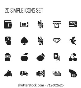 Set Of 20 Editable Excitement Icons. Includes Symbols Such As Push Cursor, Currency Camion, Throwing Coin And More. Can Be Used For Web, Mobile, UI And Infographic Design.
