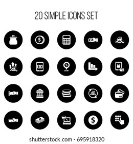 Set Of 20 Editable Finance Icons. Includes Symbols Such As Pouch, E-Commerce, Budget And More. Can Be Used For Web, Mobile, UI And Infographic Design.