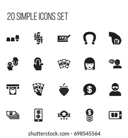 Set Of 20 Editable Game Icons. Includes Symbols Such As Bucks, Money, Thief And More. Can Be Used For Web, Mobile, UI And Infographic Design.