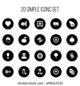Set Of 20 Editable Game Icons. Includes Symbols Such As Wine, Bones Game, Boy And More. Can Be Used For Web, Mobile, UI And Infographic Design.