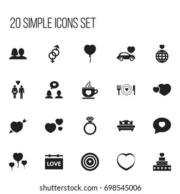 Set Of 20 Editable Heart Icons. Includes Symbols Such As Family, Romantic, Banner And More. Can Be Used For Web, Mobile, UI And Infographic Design.