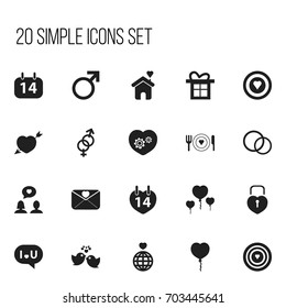 Set Of 20 Editable Heart Icons. Includes Symbols Such As Locked Heart, Sexuality, Dartboard And More. Can Be Used For Web, Mobile, UI And Infographic Design.