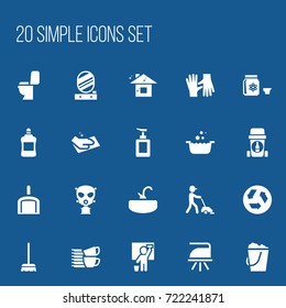 Set Of 20 Editable Hygiene Icons. Includes Symbols Such As Housekeeper, Scoop, Restroom And More. Can Be Used For Web, Mobile, UI And Infographic Design.