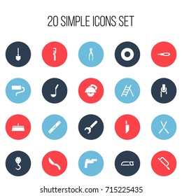 Set Of 20 Editable Instrument Icons. Includes Symbols Such As Spacer, Sheave, Knife Box And More. Can Be Used For Web, Mobile, UI And Infographic Design.