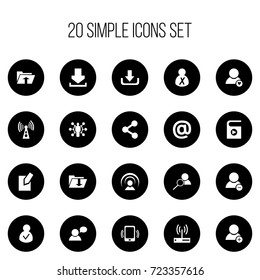 Set Of 20 Editable Internet Icons. Includes Symbols Such As Delete Member, Transfer, Thinking Man And More. Can Be Used For Web, Mobile, UI And Infographic Design.