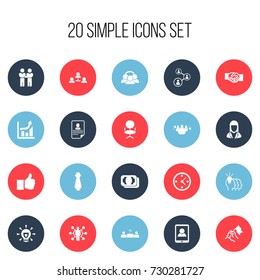 Set Of 20 Editable Job Icons. Includes Symbols Such As Ergonomic Seat, Businesswoman, Unity And More. Can Be Used For Web, Mobile, UI And Infographic Design.