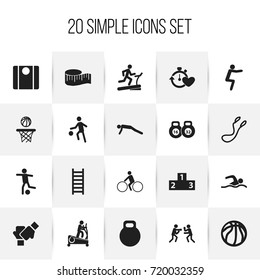 Set Of 20 Editable Lifestyle Icons. Includes Symbols Such As Gauntlet, Workout, Cloth Ruler And More. Can Be Used For Web, Mobile, UI And Infographic Design.