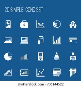 Set Of 20 Editable Logical Icons. Includes Symbols Such As Banking House, Businessman, Schema And More. Can Be Used For Web, Mobile, UI And Infographic Design.