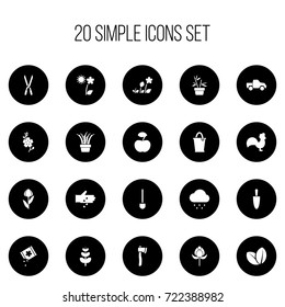 Set Of 20 Editable Planting Icons. Includes Symbols Such As Alstroemeria, Leaves, Shovel And More. Can Be Used For Web, Mobile, UI And Infographic Design.