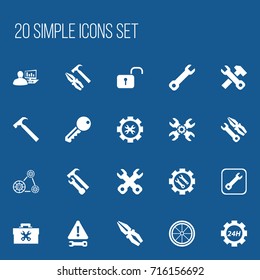 Set Of 20 Editable Repair Icons. Includes Symbols Such As Access, Fix Tool, Options And More. Can Be Used For Web, Mobile, UI And Infographic Design.