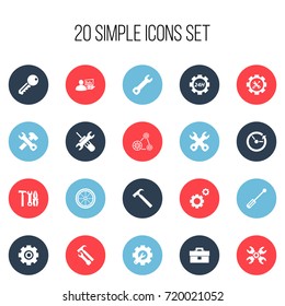 Set Of 20 Editable Repair Icons. Includes Symbols Such As Access, Time, Technical Support And More. Can Be Used For Web, Mobile, UI And Infographic Design.