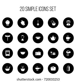 Set Of 20 Editable Restaurant Icons. Includes Symbols Such As Teapot, Drainer, Food And More. Can Be Used For Web, Mobile, UI And Infographic Design.