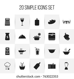Set Of 20 Editable Restaurant Icons. Includes Symbols Such As Food, Dish, Goblet And More. Can Be Used For Web, Mobile, UI And Infographic Design.