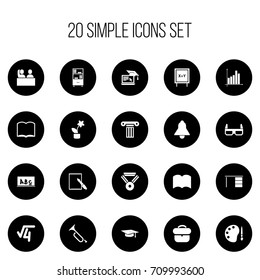 Set Of 20 Editable Science Icons. Includes Symbols Such As School Board, Notepaper, Bookcase And More. Can Be Used For Web, Mobile, UI And Infographic Design.