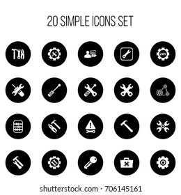Set Of 20 Editable Service Icons. Includes Symbols Such As Handle Hit, Screwdriver, Cambelt. Can Be Used For Web, Mobile, UI And Infographic Design.