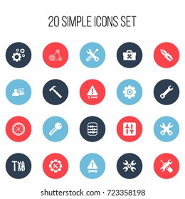 Set Of 20 Editable Service Icons. Includes Symbols Such As Handle Hit, Maintenance, Utility. Can Be Used For Web, Mobile, UI And Infographic Design.