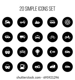 Set Of 20 Editable Shipment Icons. Includes Symbols Such As Suv, Ship, Family Jeep And More. Can Be Used For Web, Mobile, UI And Infographic Design.