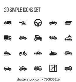 Set Of 20 Editable Shipment Icons. Includes Symbols Such As Auto, Lorry, Bogie And More. Can Be Used For Web, Mobile, UI And Infographic Design.