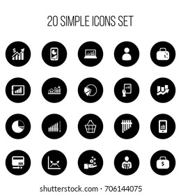 Set Of 20 Editable Statistic Icons. Includes Symbols Such As User, Businessman, Profit And More. Can Be Used For Web, Mobile, UI And Infographic Design.