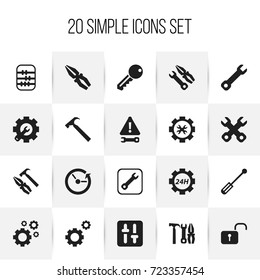 Set Of 20 Editable Toolkit Icons. Includes Symbols Such As Access, Reconstruction, Support Center And More. Can Be Used For Web, Mobile, UI And Infographic Design.