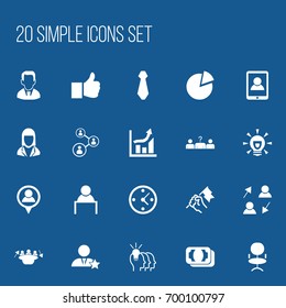 Set Of 20 Editable Trade Icons. Includes Symbols Such As Cravat, Location, Like And More. Can Be Used For Web, Mobile, UI And Infographic Design.