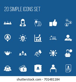 Set Of 20 Editable Trade Icons. Includes Symbols Such As Businesswoman, Payment, Cv And More. Can Be Used For Web, Mobile, UI And Infographic Design.