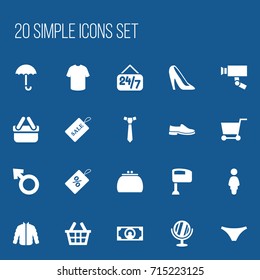 Set Of 20 Editable Trade Icons. Includes Symbols Such As Cash, Guard Camera, Wallet And More. Can Be Used For Web, Mobile, UI And Infographic Design.