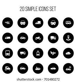 Set Of 20 Editable Transportation Icons. Includes Symbols Such As Camion, Part Of Car, City Drive And More. Can Be Used For Web, Mobile, UI And Infographic Design.
