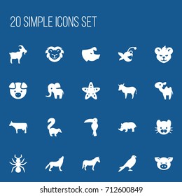 Set Of 20 Editable Zoo Icons. Includes Symbols Such As Cow, Livestock, Skunk And More. Can Be Used For Web, Mobile, UI And Infographic Design.