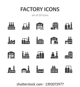 Set of 20 factory icons.
