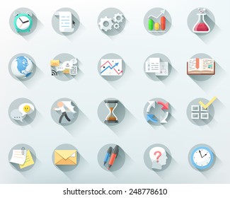 Set of 20 flat business icons. Vector. Can be used for web design, workflow layout and infographic