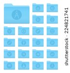 Set of 20 Folders Icons in OS X Yosemite Style with Art and Design Circle Pictograms