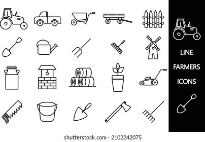 Set Of 20  gardening and farmer icons, Universal Editable Icons.